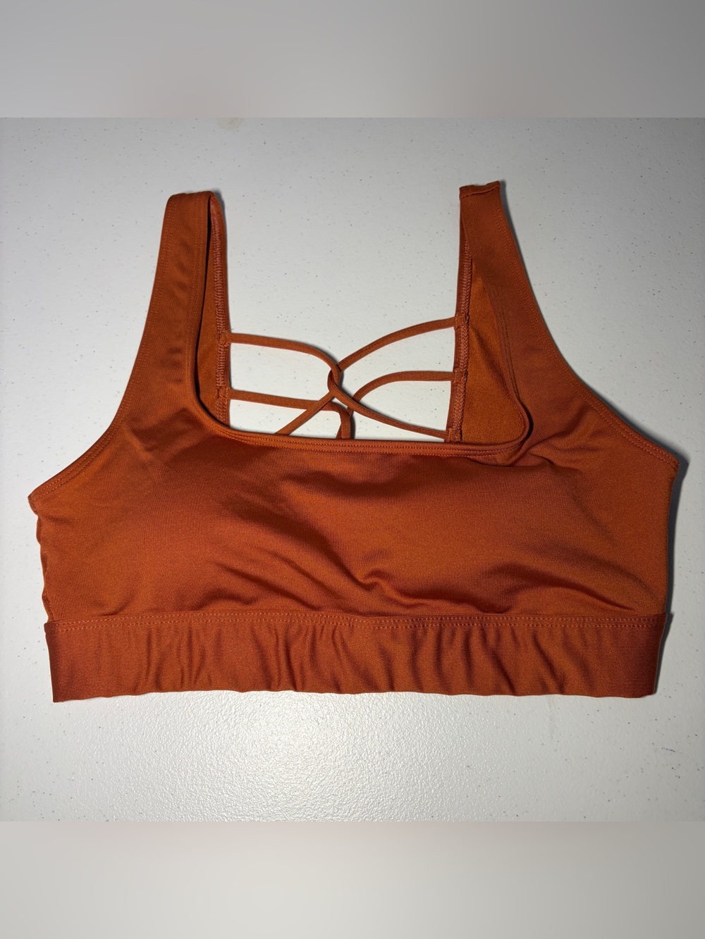 PINK SPORT Women’s Orange Solid Wireless Lightly Lined Crossback Sports Bra S